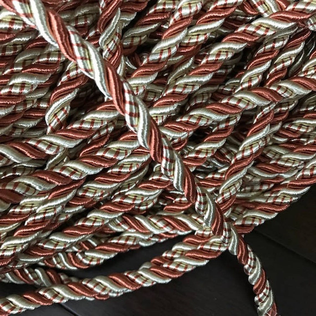 9mm Twisted Satin Cord Colors Ivory/brown Satin Rope Etsy