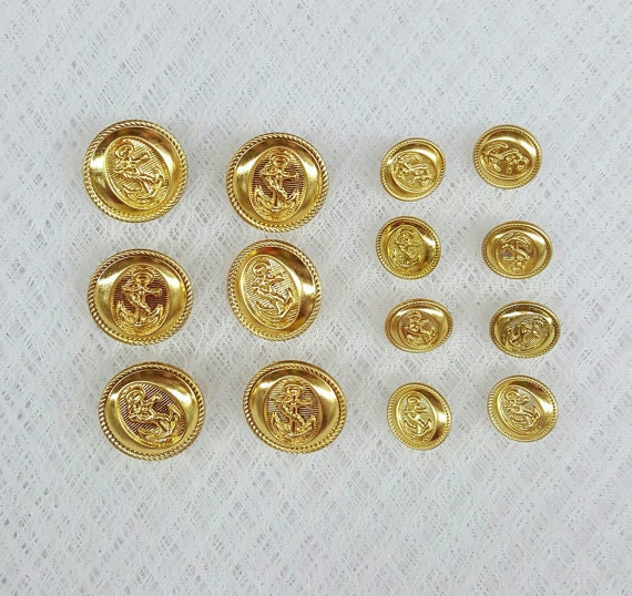 Anchor Embossed Gold Metal Button Vintage Blazer Shank 15/16 (23mm) 36L  Buttons #601