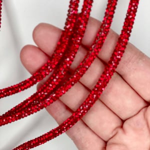 2 Yards 5mm Red Glitter Rope, Crystal cord Crystal Trimming Shoelaces DIY