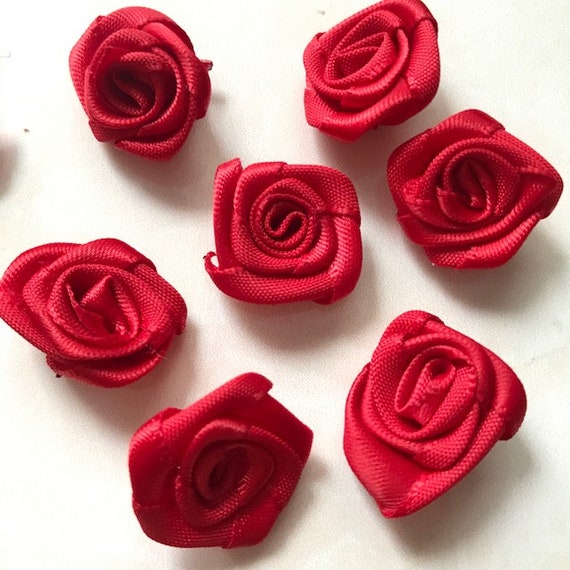 Single Small Satin Ribbon Rose Bud - various colours Single Small Satin Ribbon Rose Bud - various colours