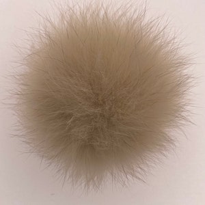 Extra Large 5”-6&#39;&#39; +  Real Fox Fur Pom Pom /Beige