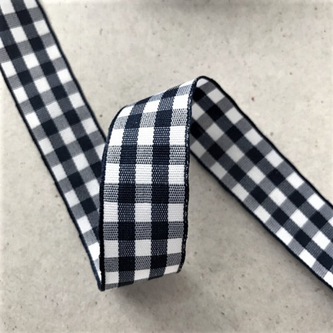 3/4'' Wide Navy Blue With White Checkered Ribbon - Etsy