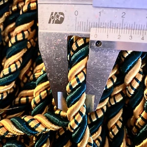 8mm Satin Twist Cord Satin Green with gold Decoration Trim Braided Shiny Cord Choker Thread Twine String Rope Supplies Price per 5 Yards