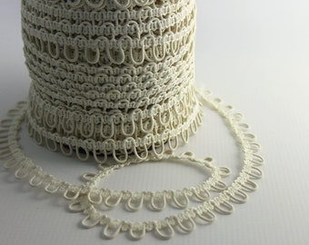 72" Ivory /White / Black Elastic Button Loops - Adjacent - for Bridal Gowns, Trails