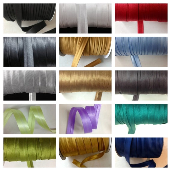 Metallic Silver 12 Yards 5//8 inch Single Fold Satin Bias Tape 23 Different Colors