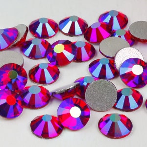 Light Siam AB 5 mm lose flache Rückseite Strass / Swarovski Shine Strass Kleber auf Kristall SS20 / 1440Stk