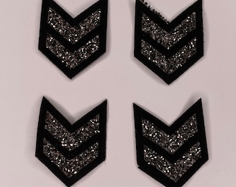 Army Rhinestone Stripes Applique Iron on Transfer Applique Patch, Price For 4 Pcs