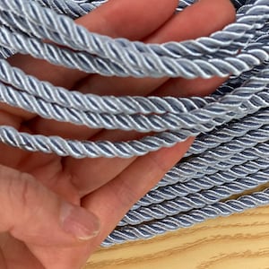 6mm Satin Silver blue twist cord, decoration trim braided cord Shiny Cord Choker Thread Twine String Rope Piping Supplies