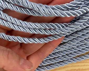 6mm Satin Silver blue twist cord, decoration trim braided cord Shiny Cord Choker Thread Twine String Rope Piping Supplies