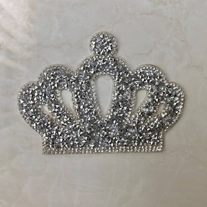 Parche de transferencia para planchar con aplique de diamantes de imitación de corona, precio por 1 unidad