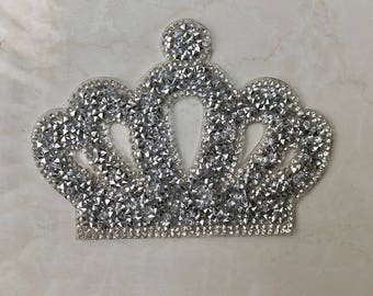 Crown Rhinestone Applique Iron on Transfer Applique Patch, Price For 1 Pcs