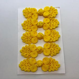 Five Pairs of Bead Chinese Frogs fasteners closure buttons in Golden Yellow, Available in 12 Colors.