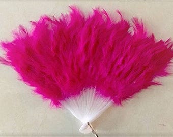 fkcraftfeather Vintage White Ostrich Feather Hand Fan/Crystal Crown Decorated Ostrich Feather Fan/Wedding Party Bridal Hand Fan