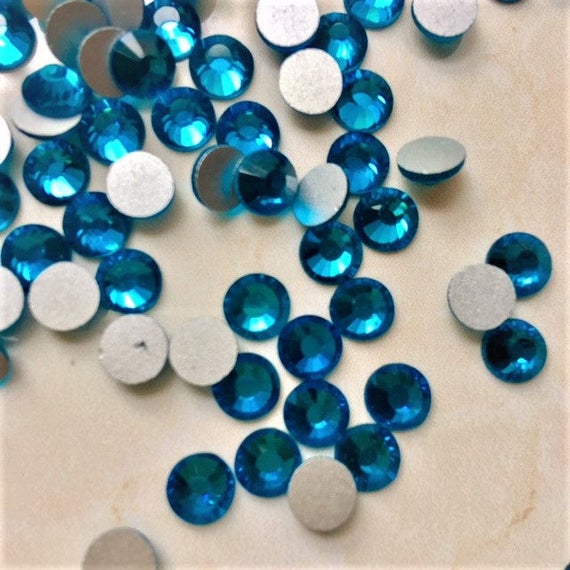 Blue Zircon 6mm Loose Flat Back Rhinestone Packs/ Swarovski Shine  Rhinestones Glue on Crystal AB Ss30/288pcs 