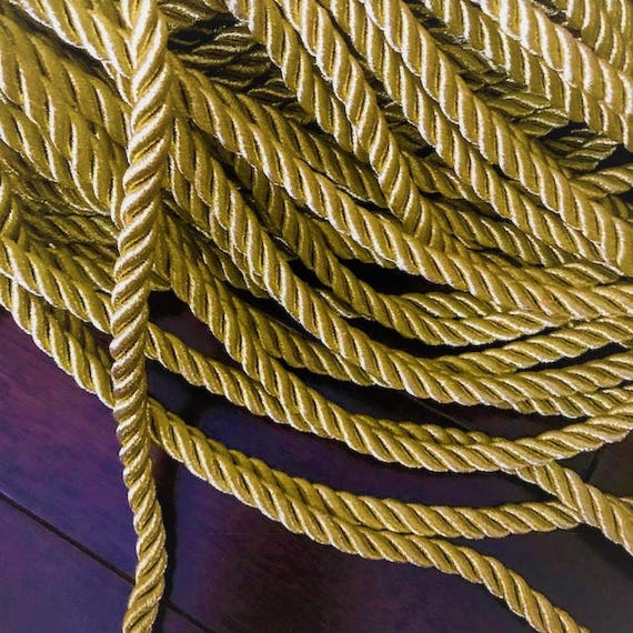 Metallic GOLD 7mm cording Twist Basic Trim Cord braided cord Shiny Cord  Choker Thread Twine String Rope Piping Supplies Price per 5 yards