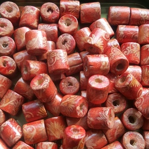 100 Pcs Wood Beads, Natural Wood Beads, Loose Beads, Craft Beads, Big Hole Beads, Tube Beads, Wooden Beads, Wood Crafts, Hemp Beads