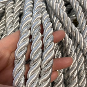 12mm Twisted Rope, Satin Braid Cord, Rayon Satin Cord Necklace, Bracelet Cord, Jewelry Supplies, Upholstery Cord.