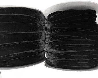 3/8'' Or 7/8'' ELASTIC Velvet Ribbon Black STRETCHY Swiss velvet ribbon by the yard