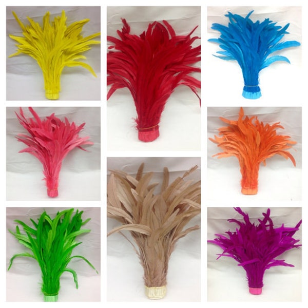 13''-15" Bleach-Dyed Rooster Coque Tail Feathers selling Per Bundle/ 1/2 Yard /about 75pcs Loose Feather