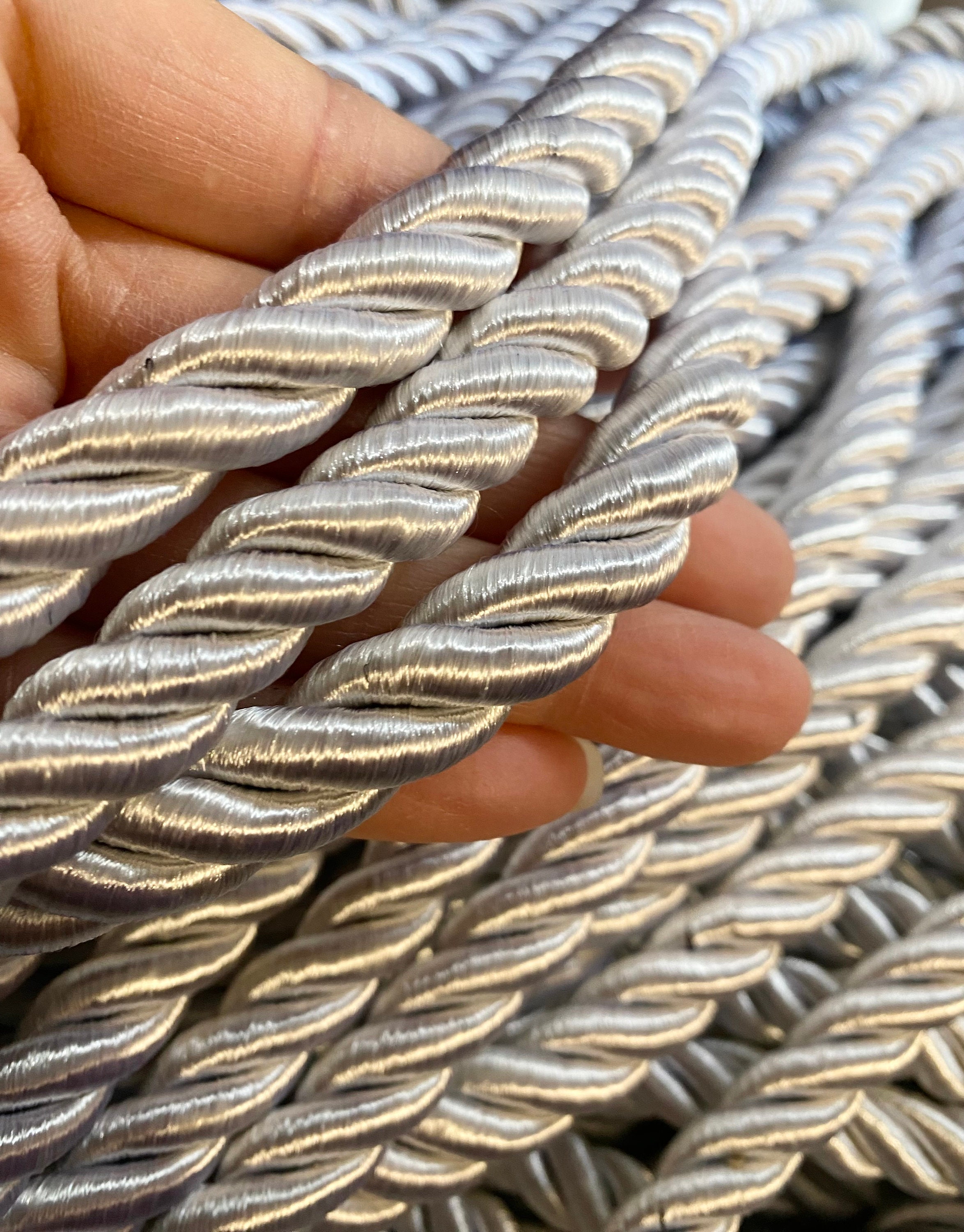 12mm Twisted Rope, Satin Braid Cord, Rayon Satin Cord