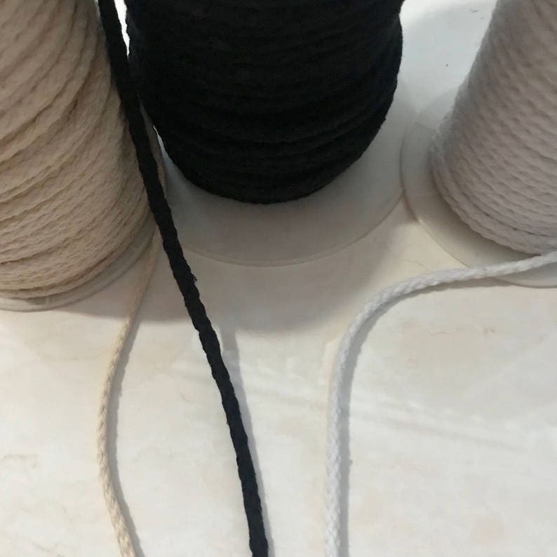 Cotton cord 5 mm /6mm Three Different Size and Three Different Colors Black / White / Natural cotton cord rope image 2