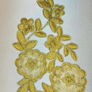 Metallic Gold Applique, Applique lace for lyrical dance ballroom costumes bridal dress 2Pcs