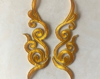 Embroidered Gold Patch Applique Iron on Transfer Applique Patch, Price For 2 Pcs