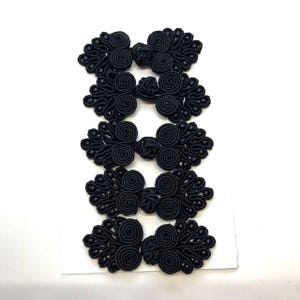 Five Pairs of Bead Chinese Frogs fasteners closure buttons in Black, Available in 12 Colors.