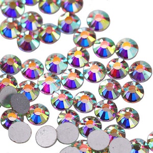 Crystal AB Rhinestones: Flat Back Glass Crystals (8.5mm, 144pcs)