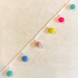 4 Yards colorfuly Tiny Pom Pom Trim with 17mm ball, Mini Pom Trim, Pompom trim, Tiny ball lace ribbon