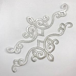 Metallic Silver Trimming Patch Applique Iron on Transfer Applique Patch, Price For 2 Pcs