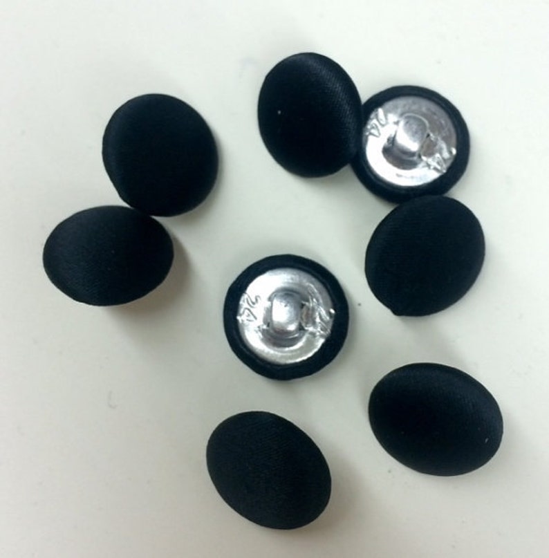 36Pcs Tuxedo Buttons Black Polyester Satin 1/2/Metal Etsy