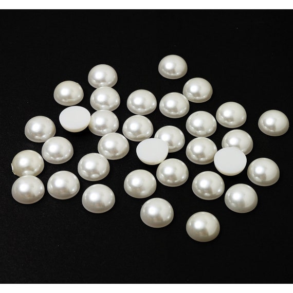 50 Grams of Pearl White 12MM Loose Pearl Flat Back Half Pearl Price Per  Pack/50 Grams Glue on Pearl