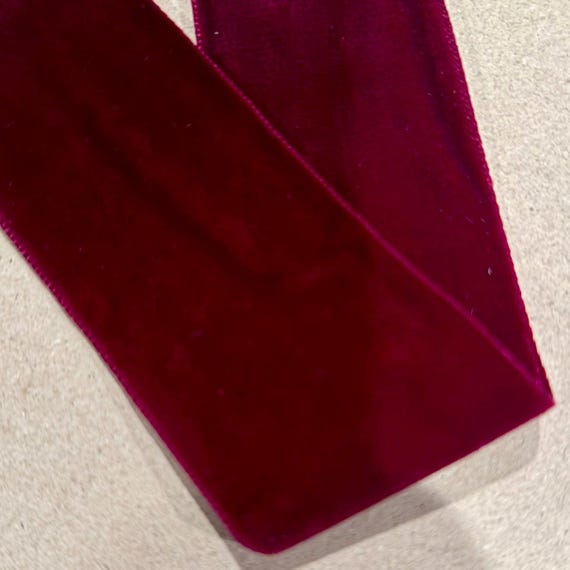 Double Face Nylvalour Swiss Velvet Nylon Ribbon, 2"-Inch Burgundy Price per one yard