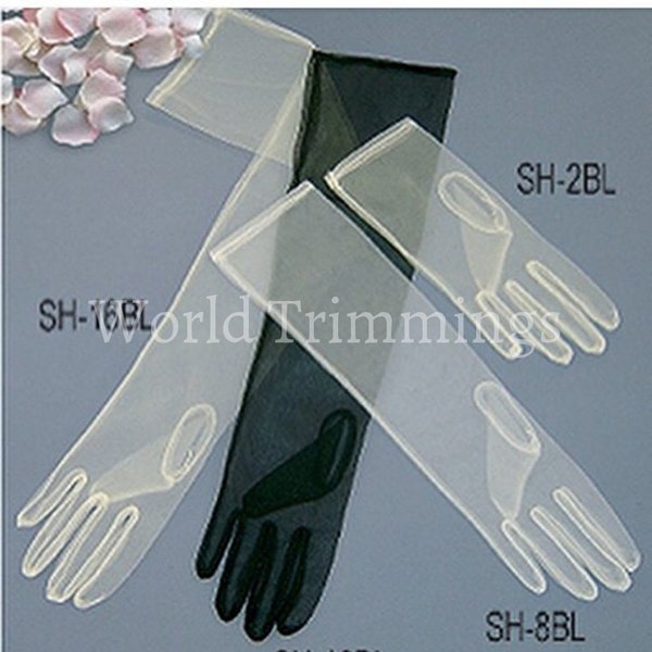 Vintage Sheer Candlelight Occasion Gloves 2BL White/Ivory/Black