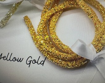 2 Yards 5mm Gold Glitter Rope, Crystal cord Crystal Trimming Shoelaces DIY