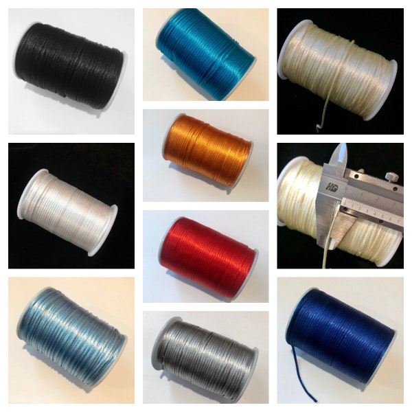 110 Yards Satin Cording Rattail Cord, Knotting cord, Satin cord, 2 mm wide, Beading cord, Jewelery supplies, cord for bracelets