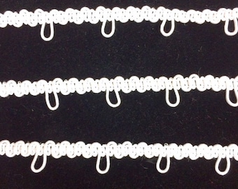 2 Yards Elastic Button Loop, 1&quot; spacing, white or ivory or Black/ Price per 2 Yards