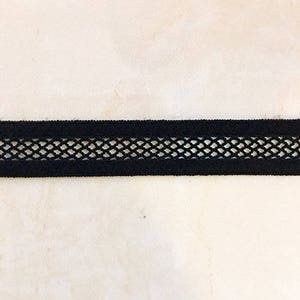 6 Yards 1/2 Inches Wide Vintage Crochet Elastic Lace Trimming in Black