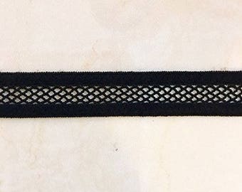 7 Yards 1/2 Inches Wide Vintage Crochet Elastic Lace Trimming in Black