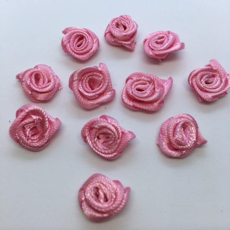 Silk Ribbon Mini Roses 1/2'' Mini Roses Flowers Satin Ribbon Applique Price | Etsy
