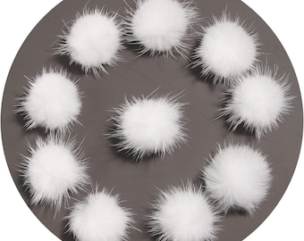 12 PCS Genuine Mink Fur Ball Pom pom for Craft Supplies, ,Key chain, Hair Pins Earrings Necklace Charm Headwear pompom Wedding Accessories