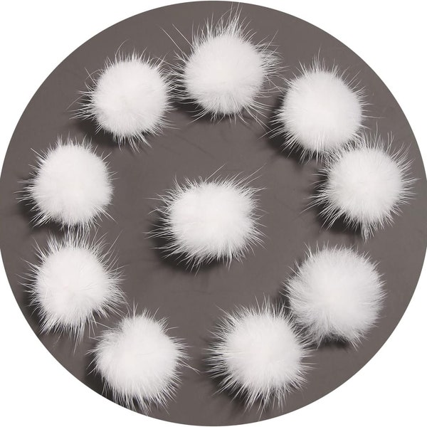 12 PCS Genuine Mink Fur Ball Pom pom for Craft Supplies, ,Key chain, Hair Pins Earrings Necklace Charm Headwear pompom Wedding Accessories