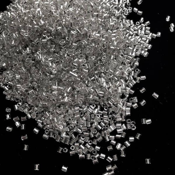 Bugle Seed beads, 2mm, Silver Lined Crystal, japanese glass beads Price Per Pack/ 80 grams