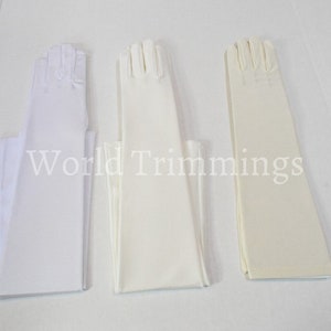 22 Classic Adult Size Opera Length Stretch Satin Gloves 16BL image 7