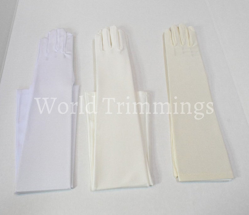 22 Classic Adult Size Opera Length Stretch Satin Gloves 16BL image 7