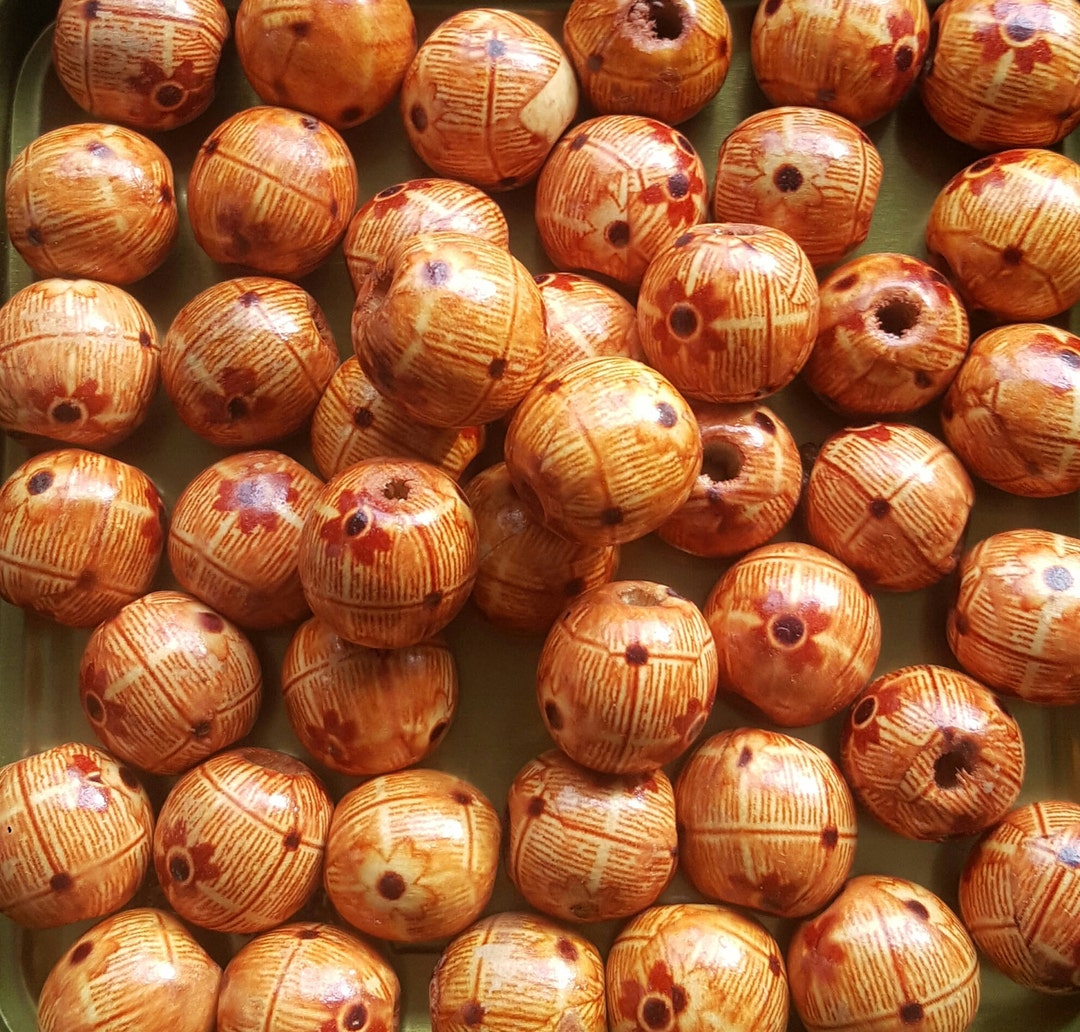  100 Pcs Afrian Wood Beads for Hair Assorted Macrame