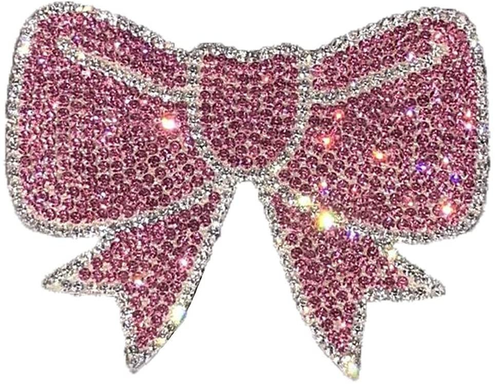 FABRIC SEQUIN BOW TIE IRON-ON GEM BLING BABY KID CLOTH DIY CRAFT TRANSFER PATCH 