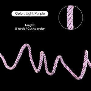 8mm Satin Light Purple twist cord decoration trim braided Shiny Cord Choker Thread Twine String Rope Piping Supplies Price per 5 Yards