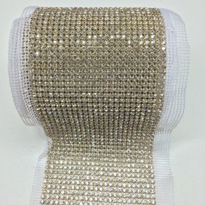 Crystal Rhinestone Mesh With Gold Setting Sewing Trim Wedding Cake Banding 1 Yard 24 Rows